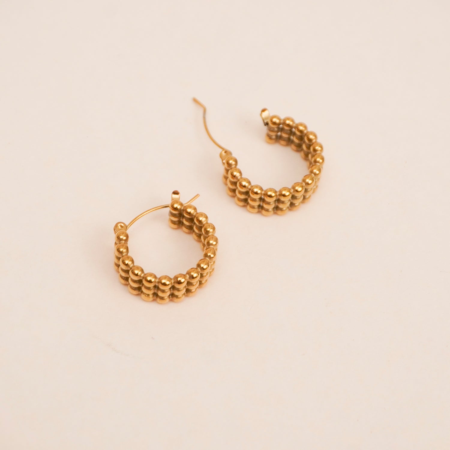 Golden Bead Hoop Earrings - Diah & Co