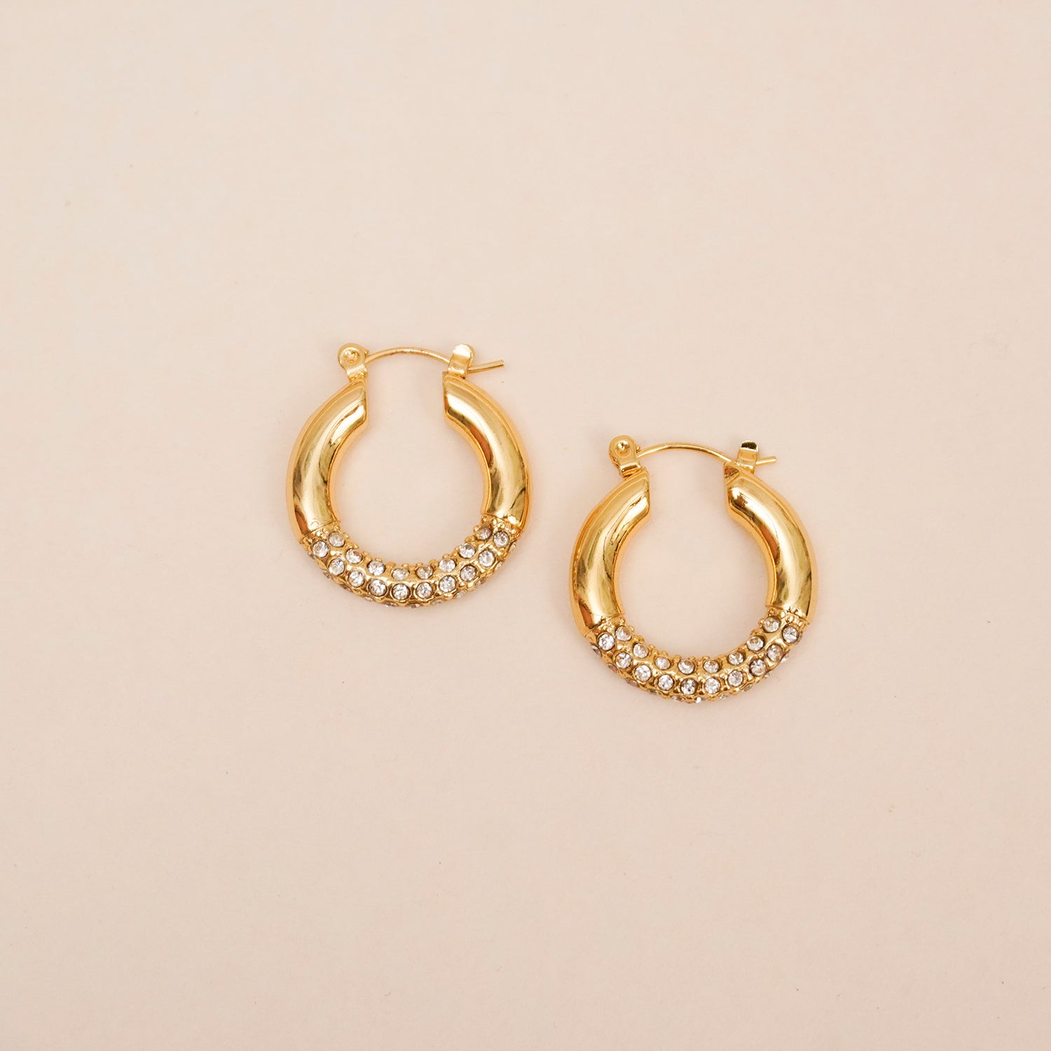 Half Pavé Luxe Hoops - Diah & Co