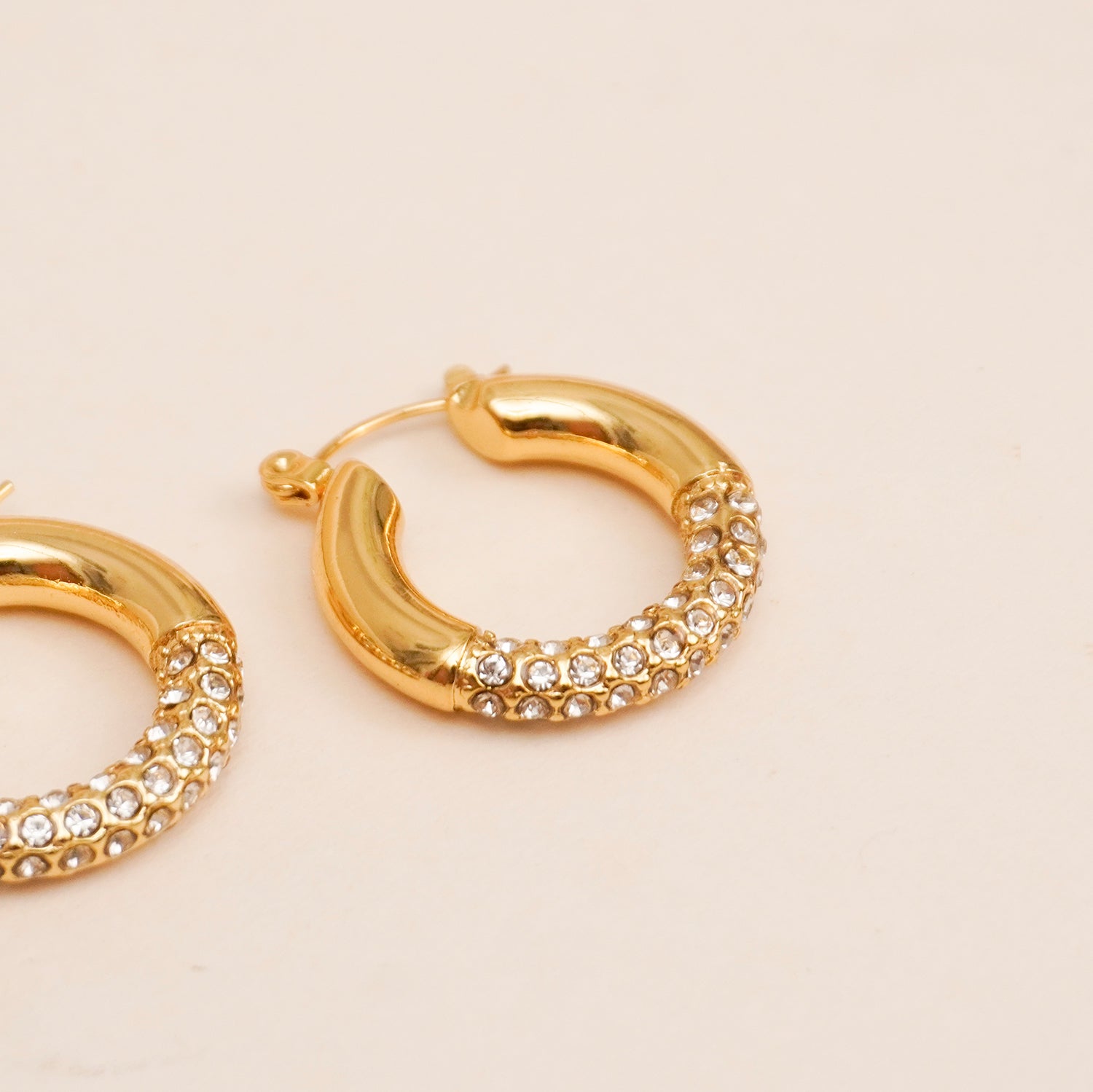 Half Pavé Luxe Hoops - Diah & Co