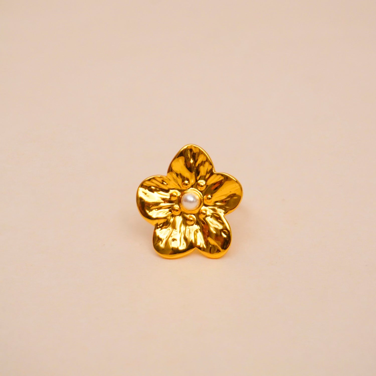 Golden Pearl Bloom Ring