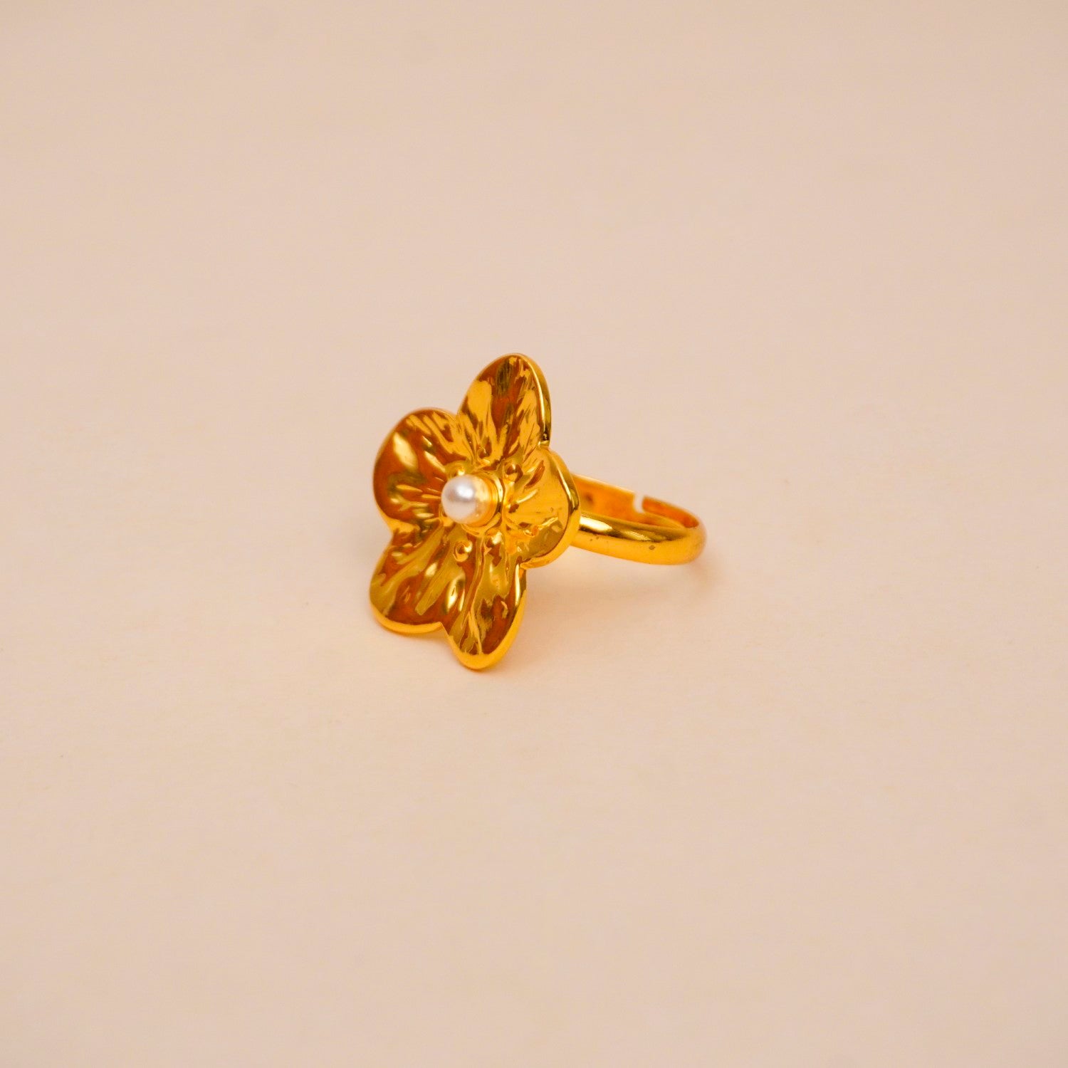 Golden Pearl Bloom Ring