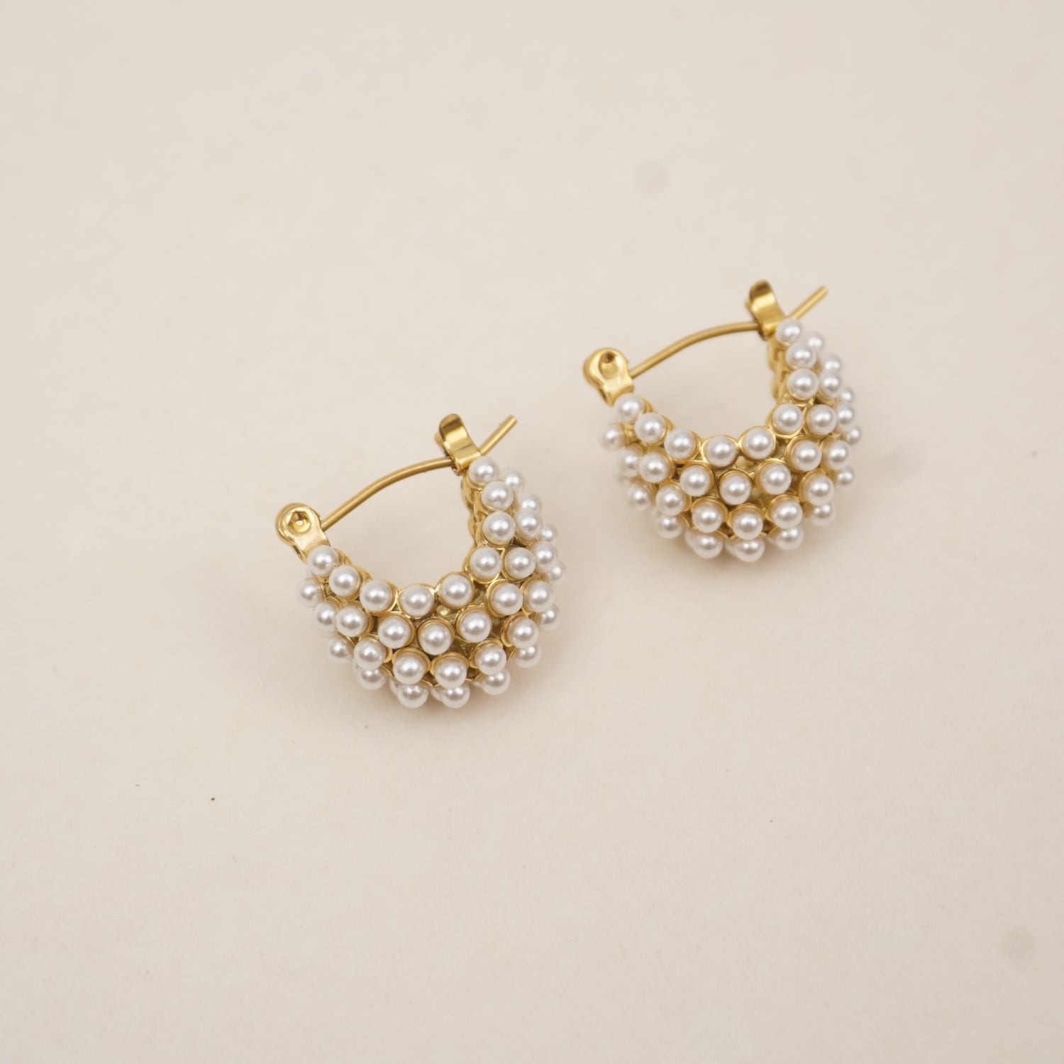 Pearl Cluster Hoop Earrings