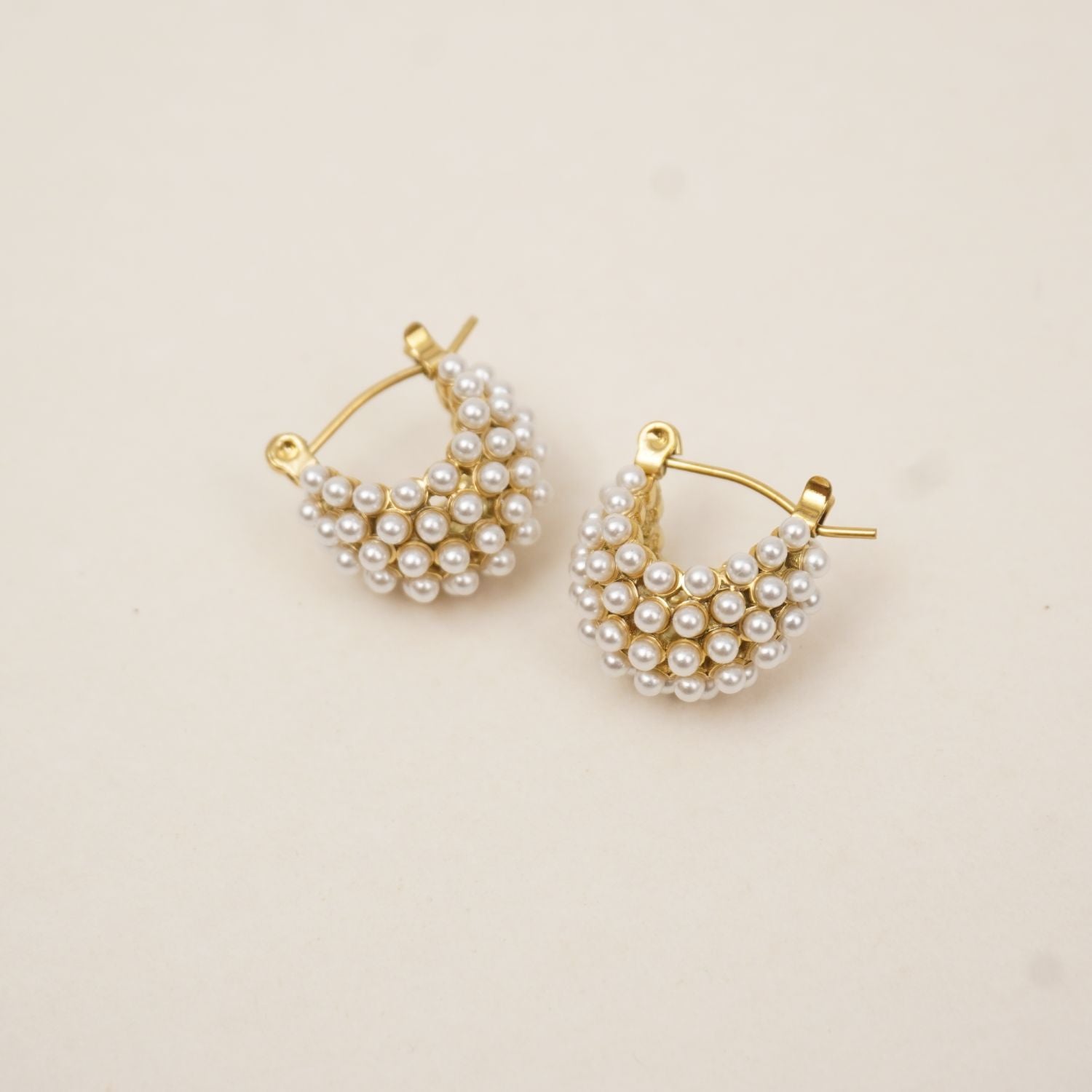 Pearl Cluster Hoop Earrings